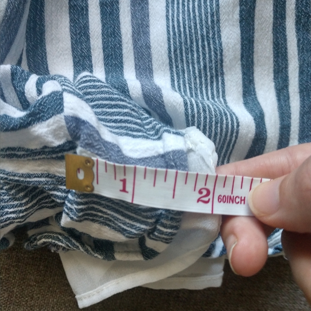 American Eagle Light Frilly Striped Blue Romper - Picture 9 of 10